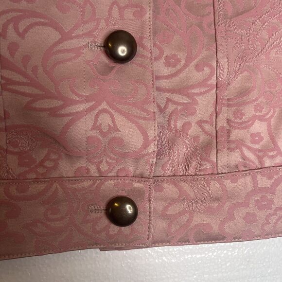 Casual Corner Womans Pink Jacquard Button Down Collared Jacket size 8 - Picture 7 of 7